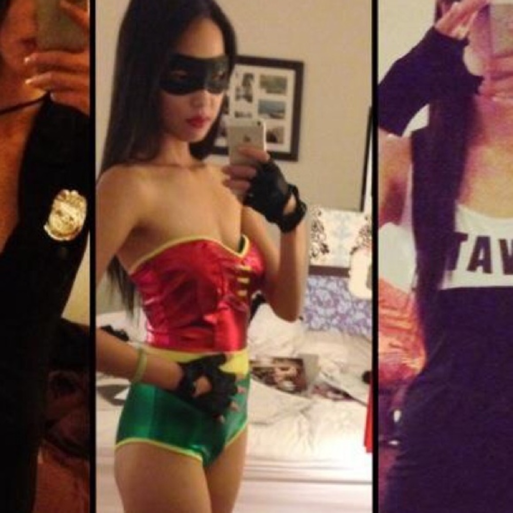 Women’s Red and Green Superhero Costume Bodysuit